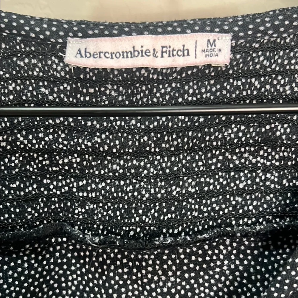 Abercrombie & Fitch Blouse Top Shirt Smock Puff Black White Dot Crop Halter